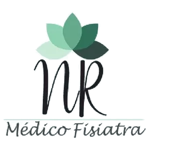 Logo de la Dra. Nuramí Rojas: flor de loto de cinco pétalos en verdes sobre el monograma NR y la leyenda Médico Fisiatra